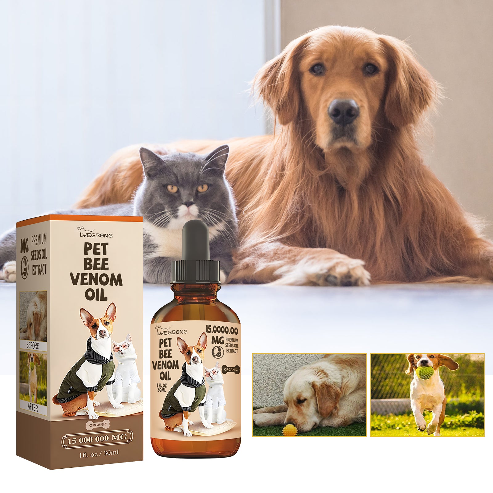 Pet Bee Venom Joint Care Oil for Cats & Dogs – Arnica & Vitamin K2 Formula