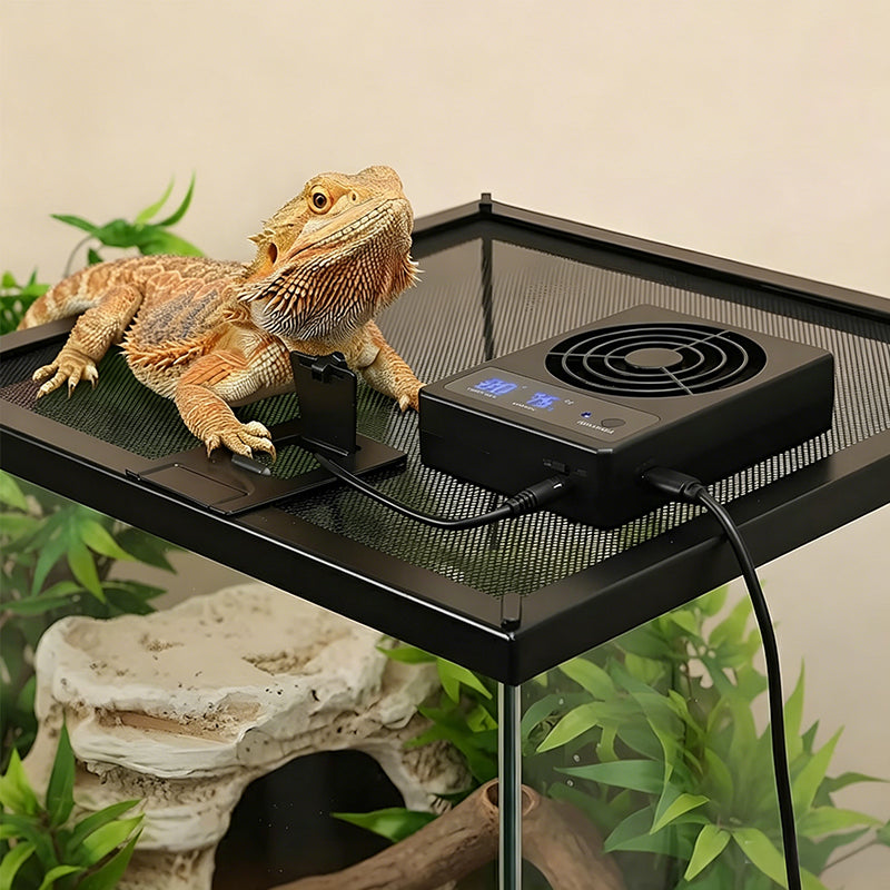 Smart Reptile Cooling Fan with Thermo-Hygrostat & LED Display, Low Noise for Terrarium/Aquarium