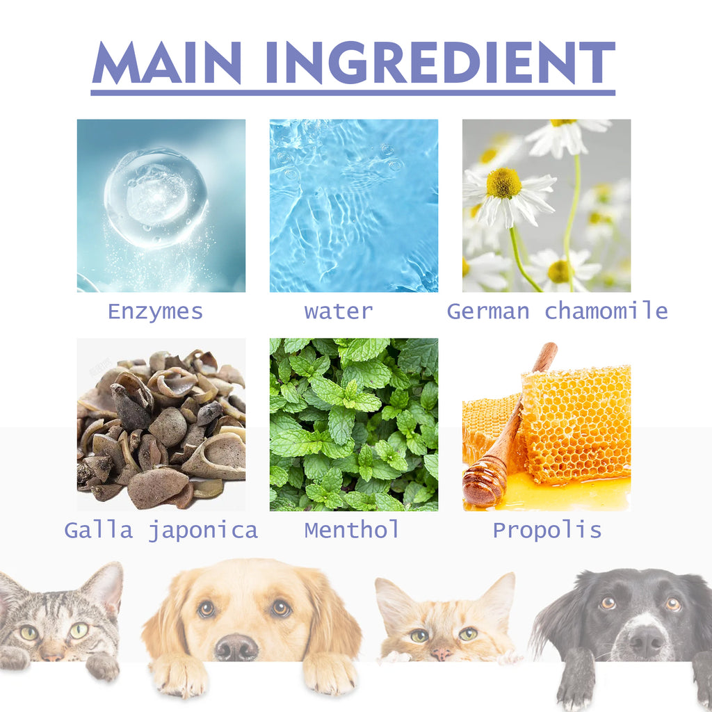 Pet Dental Spray for Cats & Dogs – Removes Plaque, Tartar & Bad Breath (Propolis Formula)