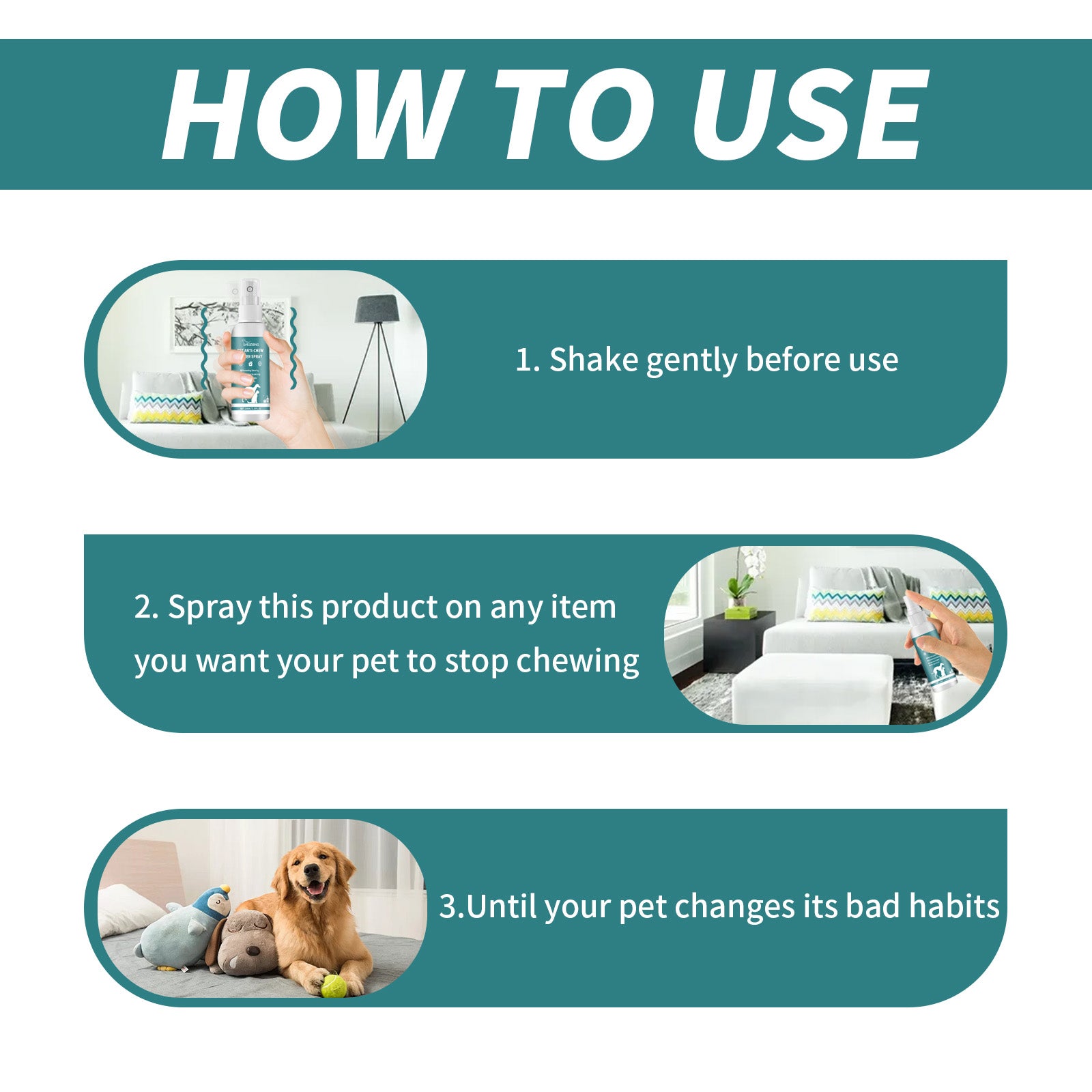 Anti-Chew & Scratch Deterrent Spray for Pets – Natural Peppermint Formula for Cats & Dogs
