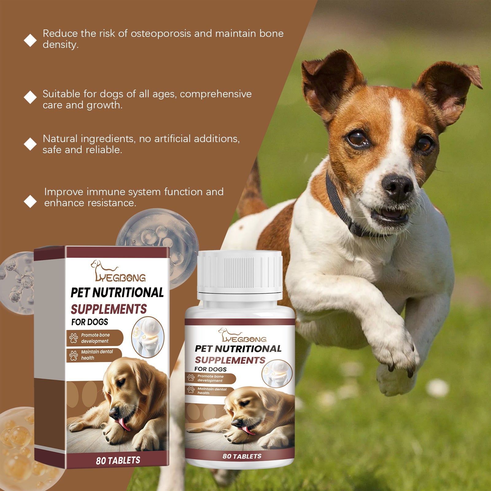 Milk Calcium Tablets for Dogs – Bone & Teeth Vitamin Supplement for Puppies & Adults