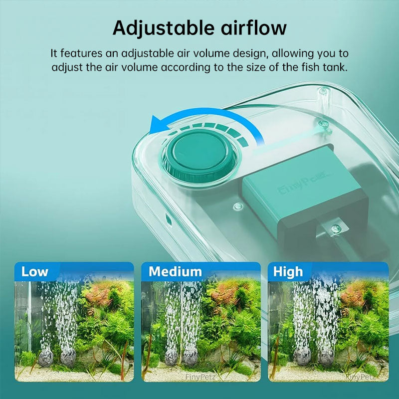 Super Quiet Aquarium Air Pump, Ultra-Low Noise Silent Operation with Adjustable High-Power Bubbler for Fish Tanks
