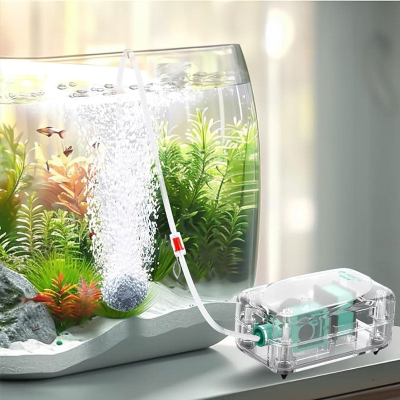 Super Quiet Aquarium Air Pump, Ultra-Low Noise Silent Operation with Adjustable High-Power Bubbler for Fish Tanks