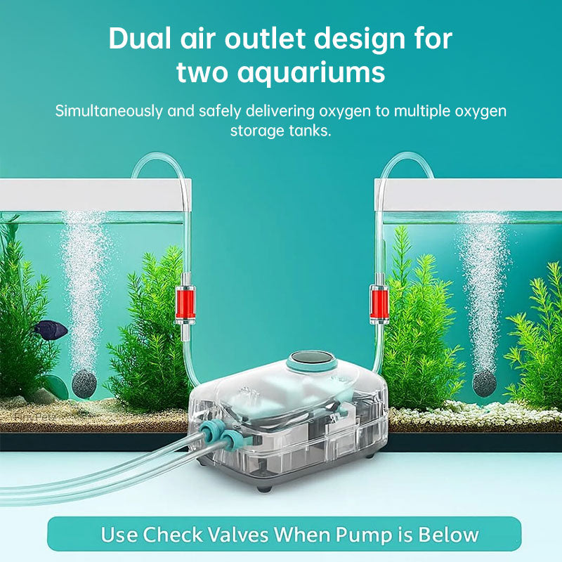 Super Quiet Aquarium Air Pump, Ultra-Low Noise Silent Operation with Adjustable High-Power Bubbler for Fish Tanks