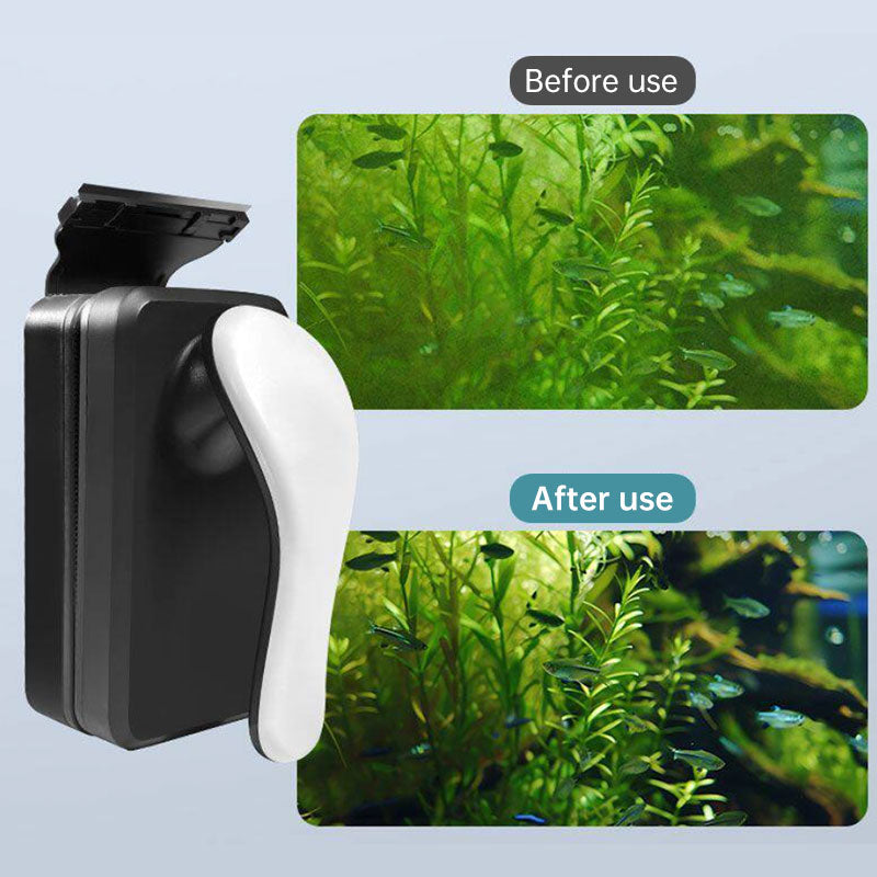 Strong Magnetic Aquarium Cleaner, Floating Algae Scraper Brush with Non-Slip Handle for Small, Medium & Large Fish Tanks