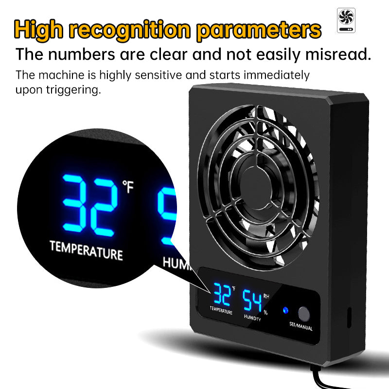 Smart Reptile Cooling Fan with Thermo-Hygrostat & LED Display, Low Noise for Terrarium/Aquarium