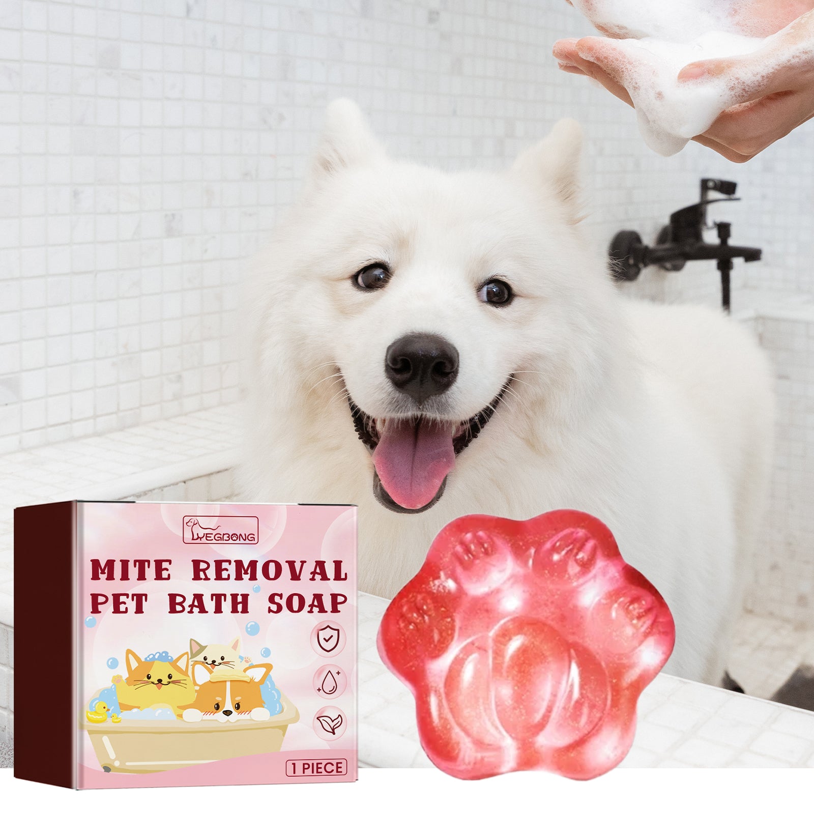 Pet Grooming Soap for Cats & Dogs – Coconut Oil & Glycerin, Relieves Itchy Skin